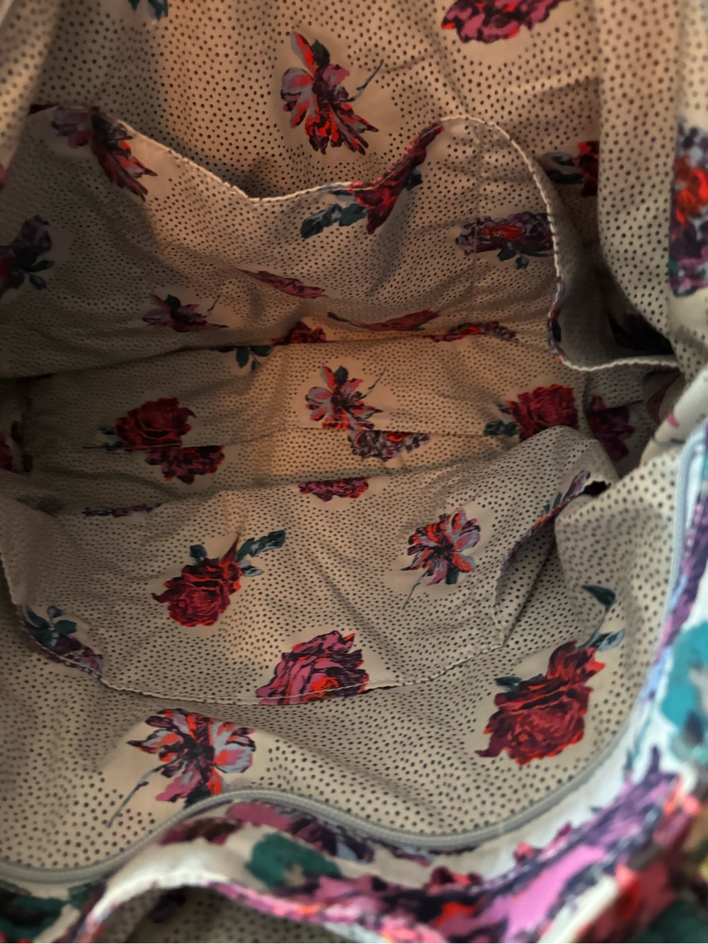 Vera Bradley Quilted Floral Tote in Plum, Pink, Teal - Picture 4 of 6
